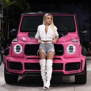 Angelina Dimova Poses Next to a Pink G63 Supercar: A Perfect Blend of Luxury and Glamour