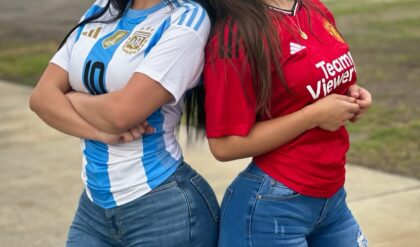 she teamed up with her best friend to showcase their love for football legends Lionel Messi and Cristiano Ronaldo