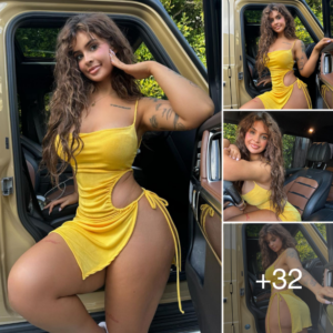 Evana Maria flaunts her toned body alongside an expensive automobile.