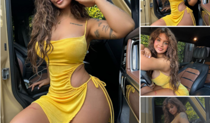 Evana Maria flaunts her toned body alongside an expensive automobile.